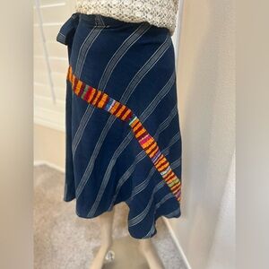 Vintage Guatemalan‎ wrap overlapping  Cotton Handmade MIDI Skirt Western Boho OS